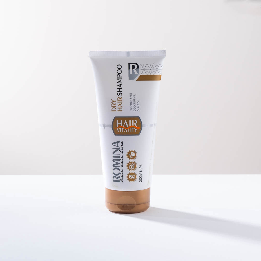 شامپو مو رومینا حاوی روغن های گیاهی مناسب برای موهای خشک ظرفیت 200 میلی لیتر
